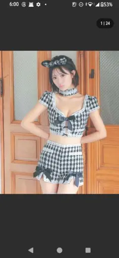 チェック柄クロップトップ＆ミニスカートセット
