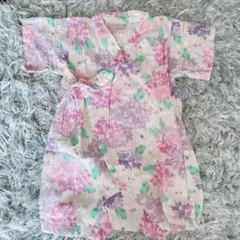 petit mainプティマイン 花柄 あじさい 甚平 ロンパース 80