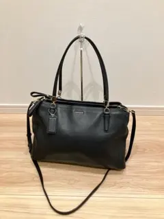 【人気】COACH 2WAY ショルダーバッグ トートバッグ 黒　レザー　A4