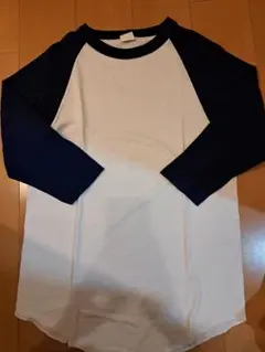ホワイト/ネイビー 七分袖ラグランTシャツ