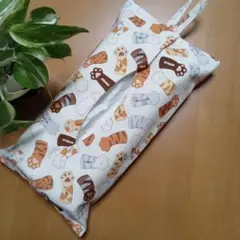 ティッシュケースカバー　ねこの手柄
