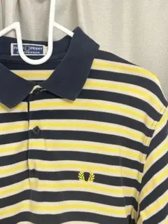 フレッドペリー ロゴポロシャツ ボーダー 黄色 紺 白 Mサイズ