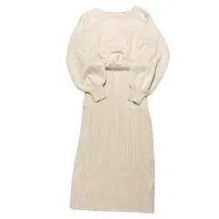 SALE 美品 マウジー リブ編みクリーム色ロングニットワンピース