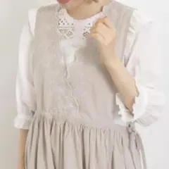 サマンサモスモス 綿麻スカラップノースリーブワンピース