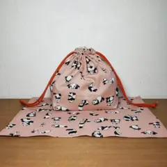 パンダ柄 お弁当袋とランチマットセット
