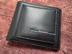 ノイインテレッセ 財布 二つ折り 本革 ハイブリッドレザー　ブラック×ブルーのサムネイル