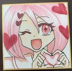 オリジナルイラスト　手描き　アナログ　コピック　ピンクの少女