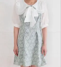 TITTY&CO.　フラワージャガードフリルカラーワンピース