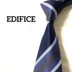 EDIFICE エディフィス　ネクタイ　レジメンタルストライプ　ネイビー系のサムネイル