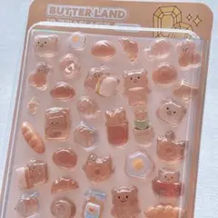 韓国 ボンボンドロップシール くま パン 食べ物立体うるちゅるぷっくり シール帳