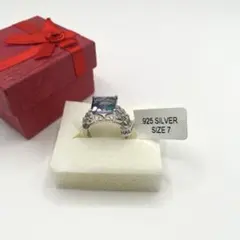 3CT ミスティックトパーズ シルバー925 リング 13-14号 刻印有