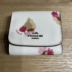 COACH　花柄　桜　三つ折り財布　ミニ財布　財布　ピンク
