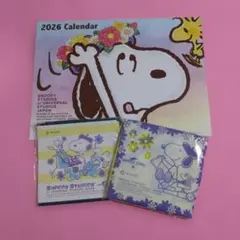 スヌーピー　カレンダー、ハンドタオル