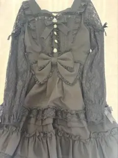 LIZLISA リズリサ ティアラリボンティアードワンピース 黒