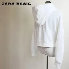 ZARA BASIC ザラベーシック ショート丈クロップドパーカー（ホワイト）