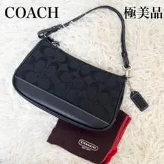 ✨極美品✨COACH アクセサリーポーチ シグネチャー ブラック 保存袋