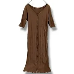 m1356 グリーンレーベルリラクシング ワンピース スリット Vネック 綿