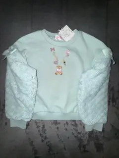 ミントグリーン刺繍トレーナー