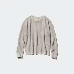 メッシュクルーネックセーター　ライトグレー