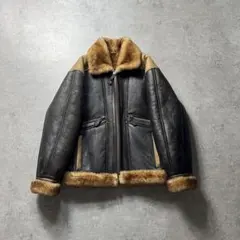 メンズ　ヴィンテージ　ムートン　レザージャケット　肉厚　一点物　L相当　美品