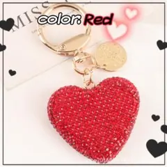 キラキラ ハート キーホルダー レッド キーリング チャーム かわいい 韓国 赤
