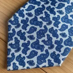【難有】　DAKS ペイズリー柄 ネクタイ 青系　ダックス　ブルー　シルク　絹のサムネイル