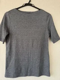 UNIQLO ユニクロ リブボートネックT（5分袖） グレー Mサイズ
