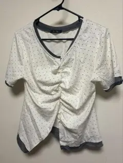 tiptop 配色前ギャザーT ホワイト ドットのサムネイル