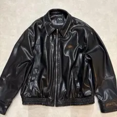ZARA ブラックレザー ジャケット Lサイズ