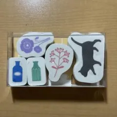 フラワーベーススタンプL ネコ・花・花瓶（1070-002）