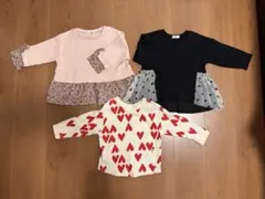 キッズ 長袖 トップス 3点セット ハート柄 花柄