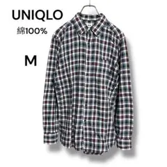 UNIQLO コットン100% チェックシャツ M ネイビー
