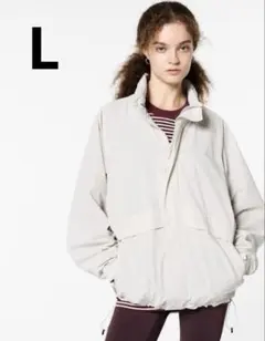 ユニクロ スタンドブルゾン オフ白 L