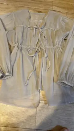 シフォンシアーシャツブラウス Lサイズ ライトベージュ