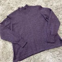 パープル ハイネック ニットセーター