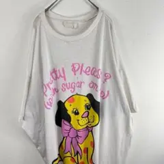 90s 犬 アニメ シングルステッチ Tシャツ 白Tシャツ 白T