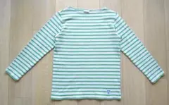 オーチバル ORCIVAL バスクシャツ 淡灰×グリーン ボーダーTシャツ