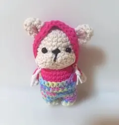 み*ぃ様 あみぐるみ　サロペット　フードパーカー　フレンチブルドッグ　キーホルダ
