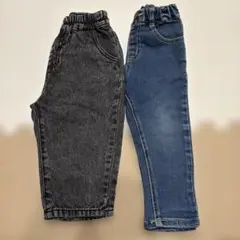 カジュアルデニムパンツ ブラックとデニム 2色セット