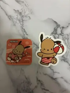 スシロー　はぴだんぶいコラボ　第2弾 ポチャッコ　 ピック　シール　2枚セット