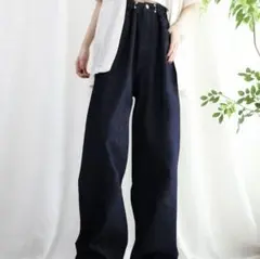 新品◇【aimoha】2WAYデザインジーンズ◇デニム　ダークネイビーLのサムネイル