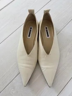 【裏張り済】JIL SANDER ジルサンダー フラットシューズ 35 ホワイトのサムネイル