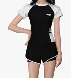 Мサイズレディース水着上下セットシンプル水陸両用セパレート