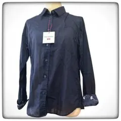 新品 UNIQLO INES コットンローンシャツ 長袖 ネイビー L ユニクロのサムネイル