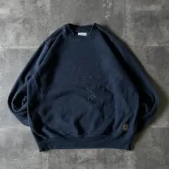 00s Carhartt スウェット ワンポイント 黒 XL A847 ペンキ跡