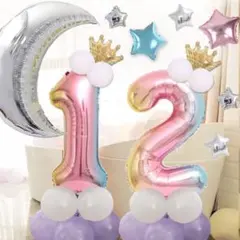 誕生日 数字の風船セット ナンバー バルーン 紫 女の子 男の子 3歳 飾り