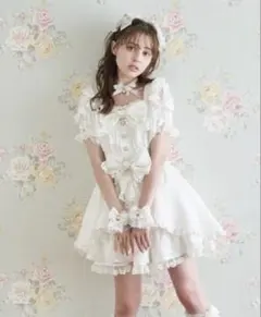 LIZLISA フロントカシュクールBIGリボンセットアップ ホワイト