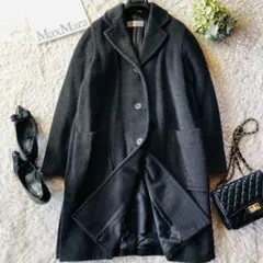 美品✨マックスマーラ ロングコート カシミヤ 女優襟 白タグ グレー 40