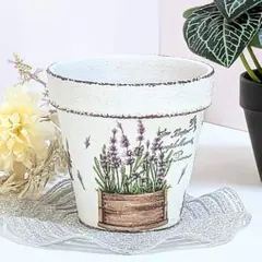 大人可愛い】デコパージュ リメイク鉢 ｜ 上品な花柄 ｜ 多肉植物