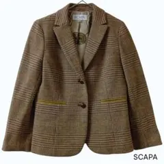 SCAPA グレンチェック レザーボタン テーラードジャケット 40